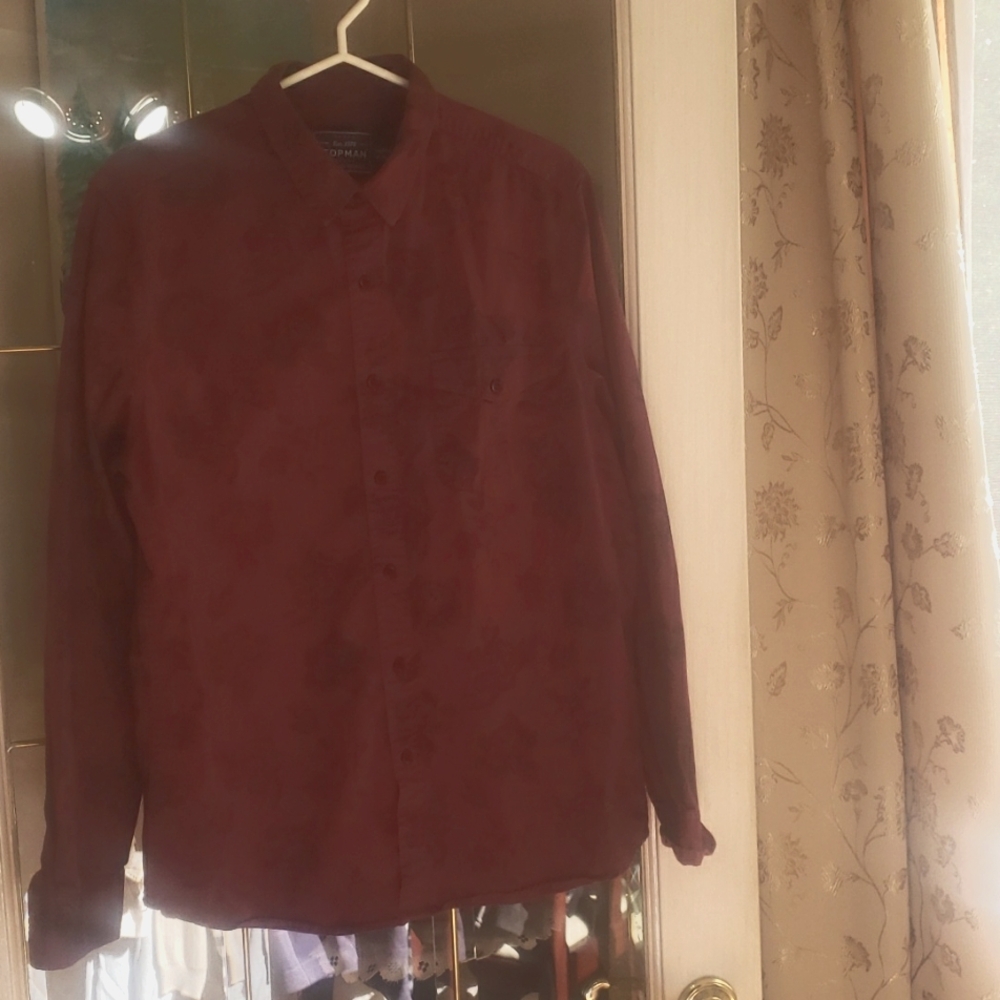 EST. 1978 TOPMAN Men's Burgundy Floral Button Down Shirt.  USL.